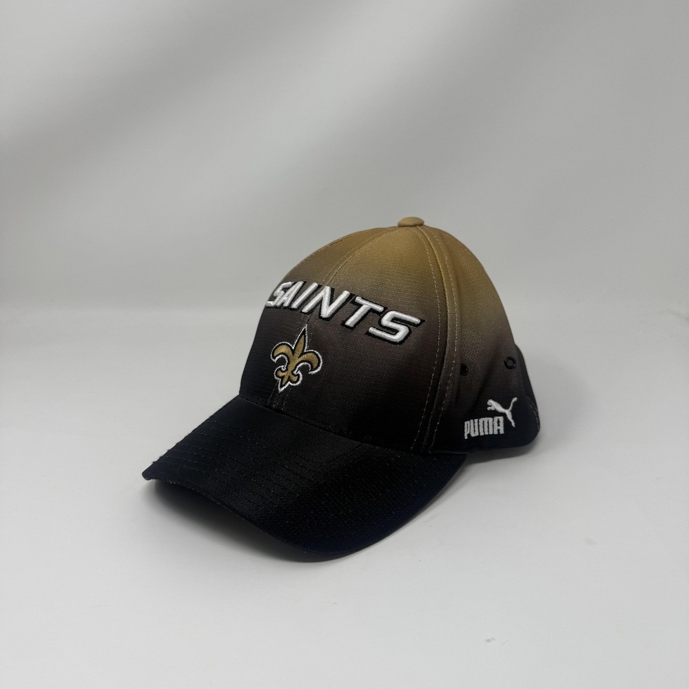 New Orleans Saints Hat Cap Strap Back Mens One Size Black Gold NFL Football Puma